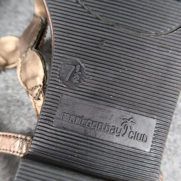 Montego Bay Club Shoes Womens 7.5 Sandals Fashion Flats Thong Ankle Buckle Strap - Picture 11 of 11